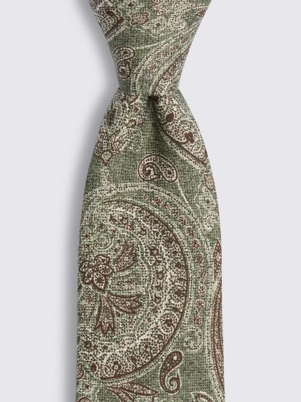 Moss Italian Silk Paisley Tie - view 2, Sage