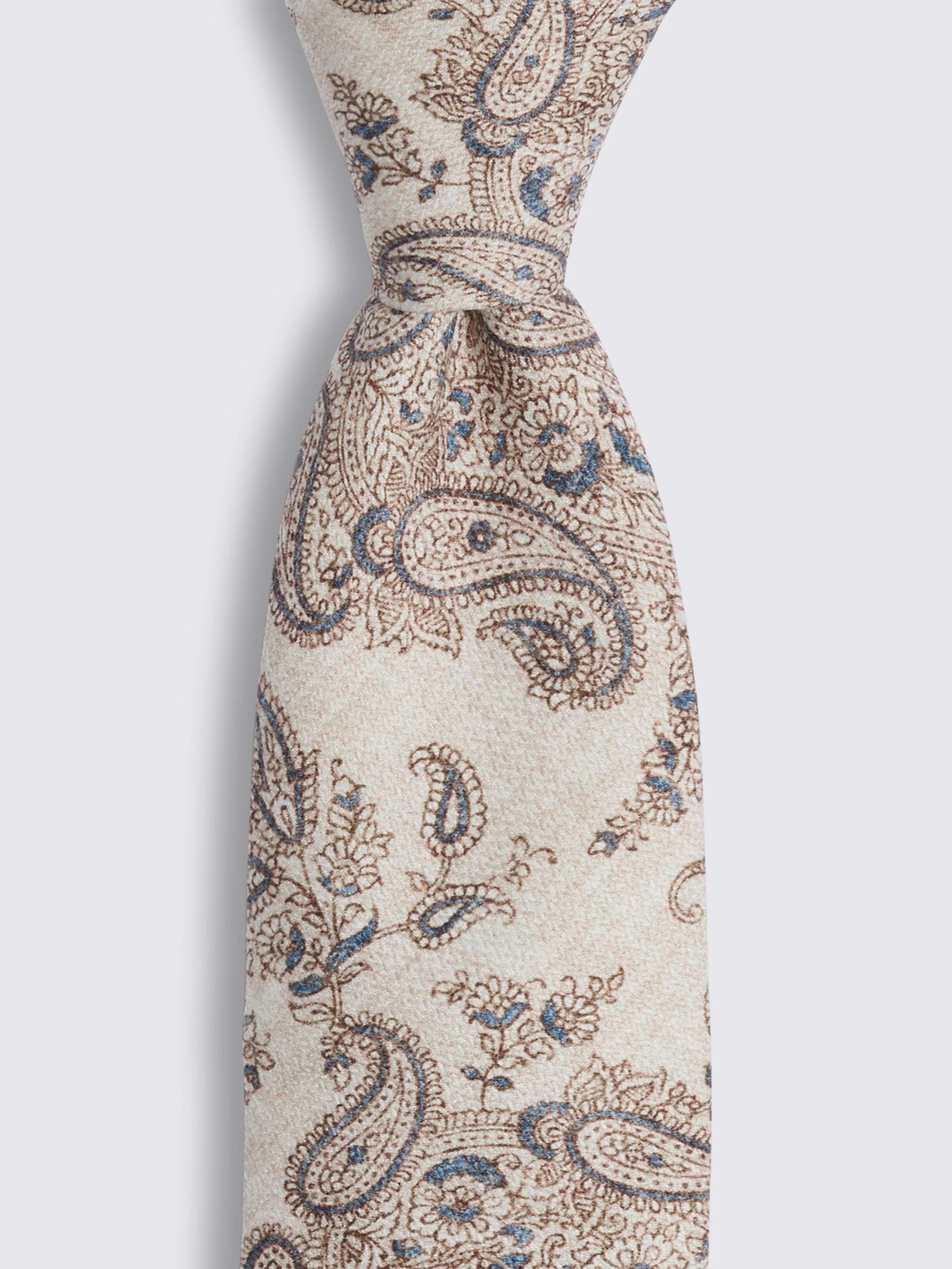 Product image 2 of 2, which shows Moss Fuji Silk Paisley Tie, Blue, One Size