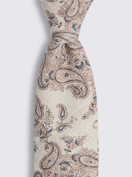 Moss Italian Silk Paisley Tie - view 2, White/Blue