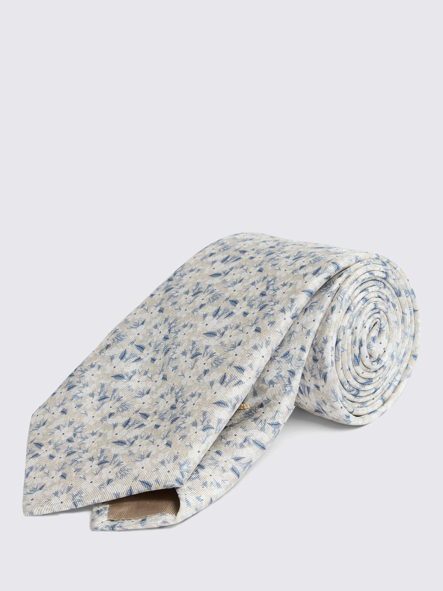 Product image 1 of 2, which shows Moss Silk Twill Ditsy Floral Tie, Off White, One Size