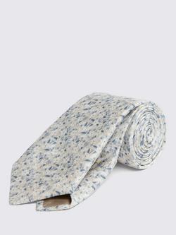 Moss Silk Twill Ditsy Floral Tie, Off White