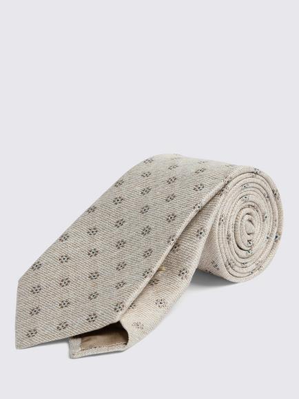Moss Italian Silk Blend Medallion Tie, Neutral