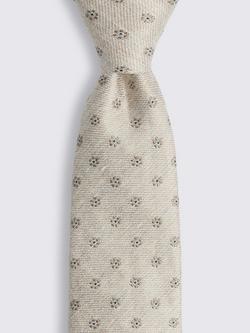 Moss Silk Blend Ditsy Floral Tie, Beige - view 2, Beige