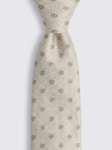 Moss Italian Silk Blend Medallion Tie - view 2, Neutral
