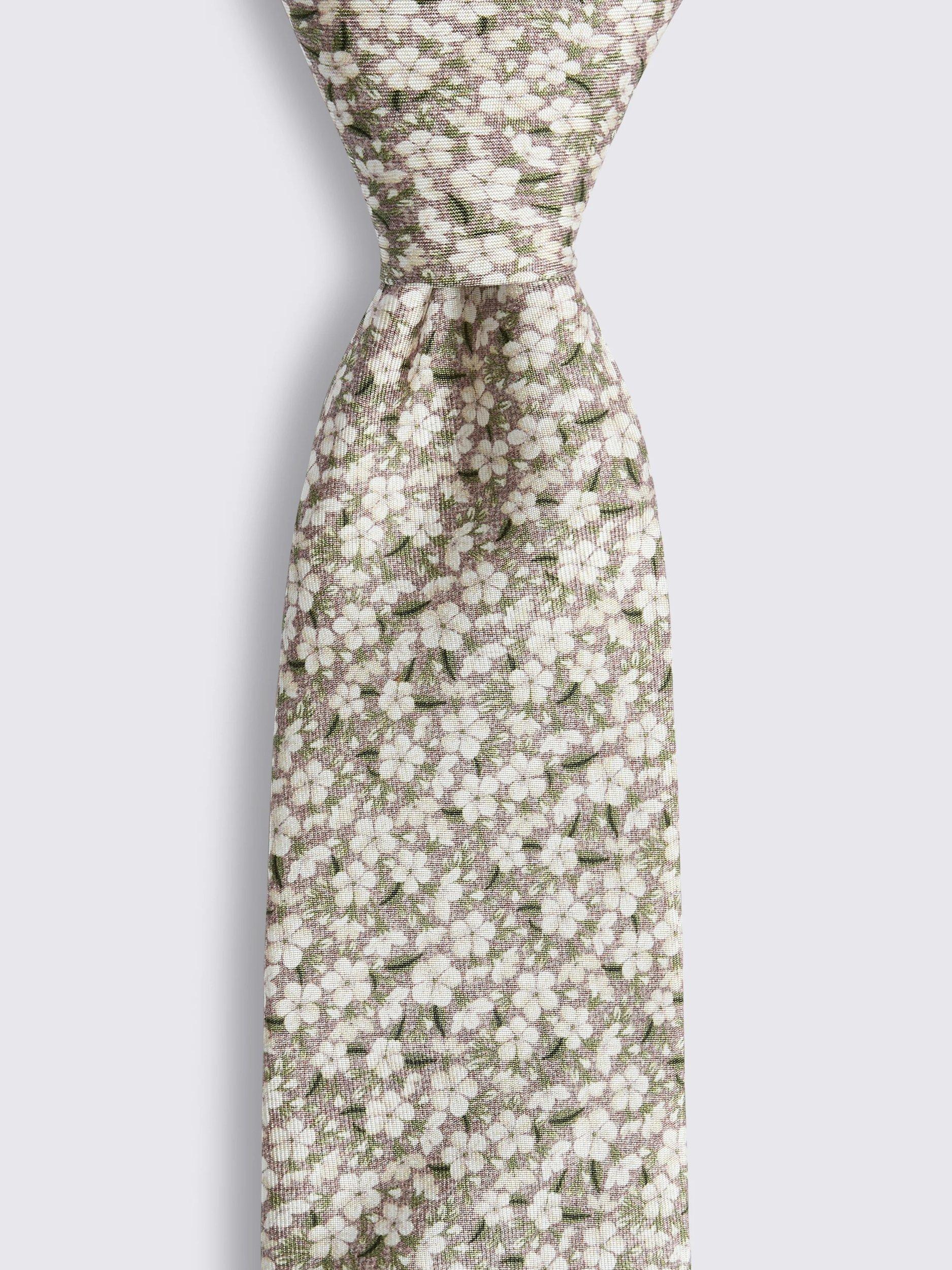 Product image 2 of 2, which shows Moss Silk Twill Floral Tie, Pink, One Size