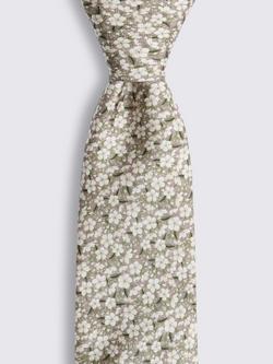 Moss Silk Twill Ditsy Floral Tie - view 2, Dusty Pink