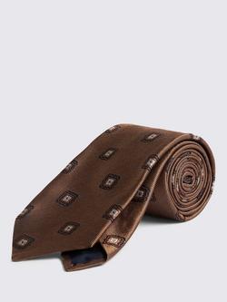 Moss Silk Medallion Motif Tie, Yellow, Yellow