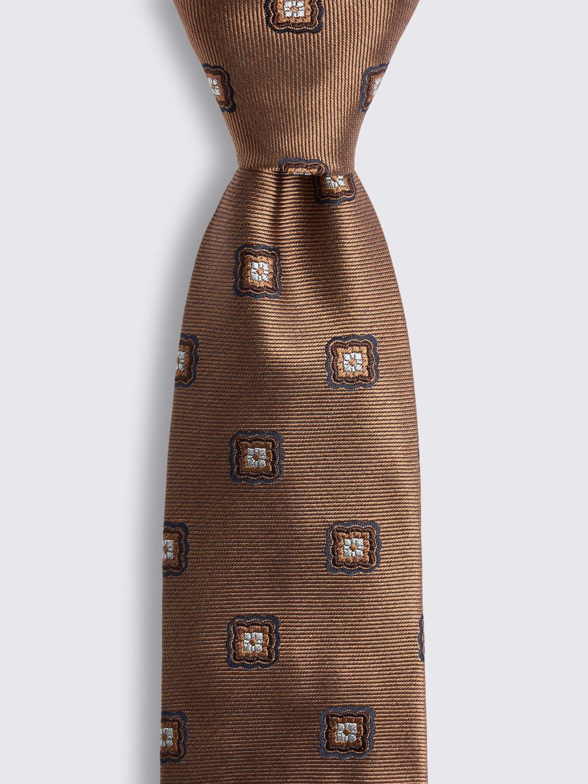 Product image 2 of 2, which shows Moss Silk Medallion Motif Tie, Yellow, One Size
