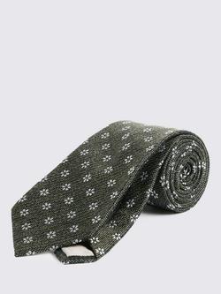 Moss Silk & Wool Daisy Tie, Green, Green