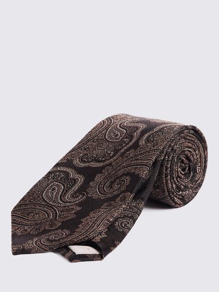 Moss Silk Paisley Tie, Dark Brown/Copper, Dark Brown/Copper