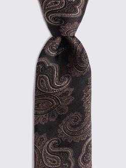 Moss Silk Paisley Tie, Brown - view 2, Brown