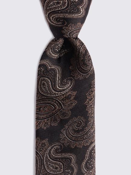 Moss Silk Paisley Tie, Dark Brown/Copper - view 2, Dark Brown/Copper