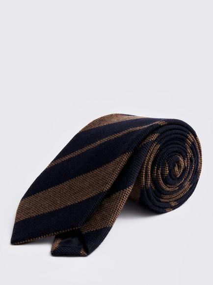 Moss Wool Diagonal Stripe Tie, Navy/Copper, Navy/Copper