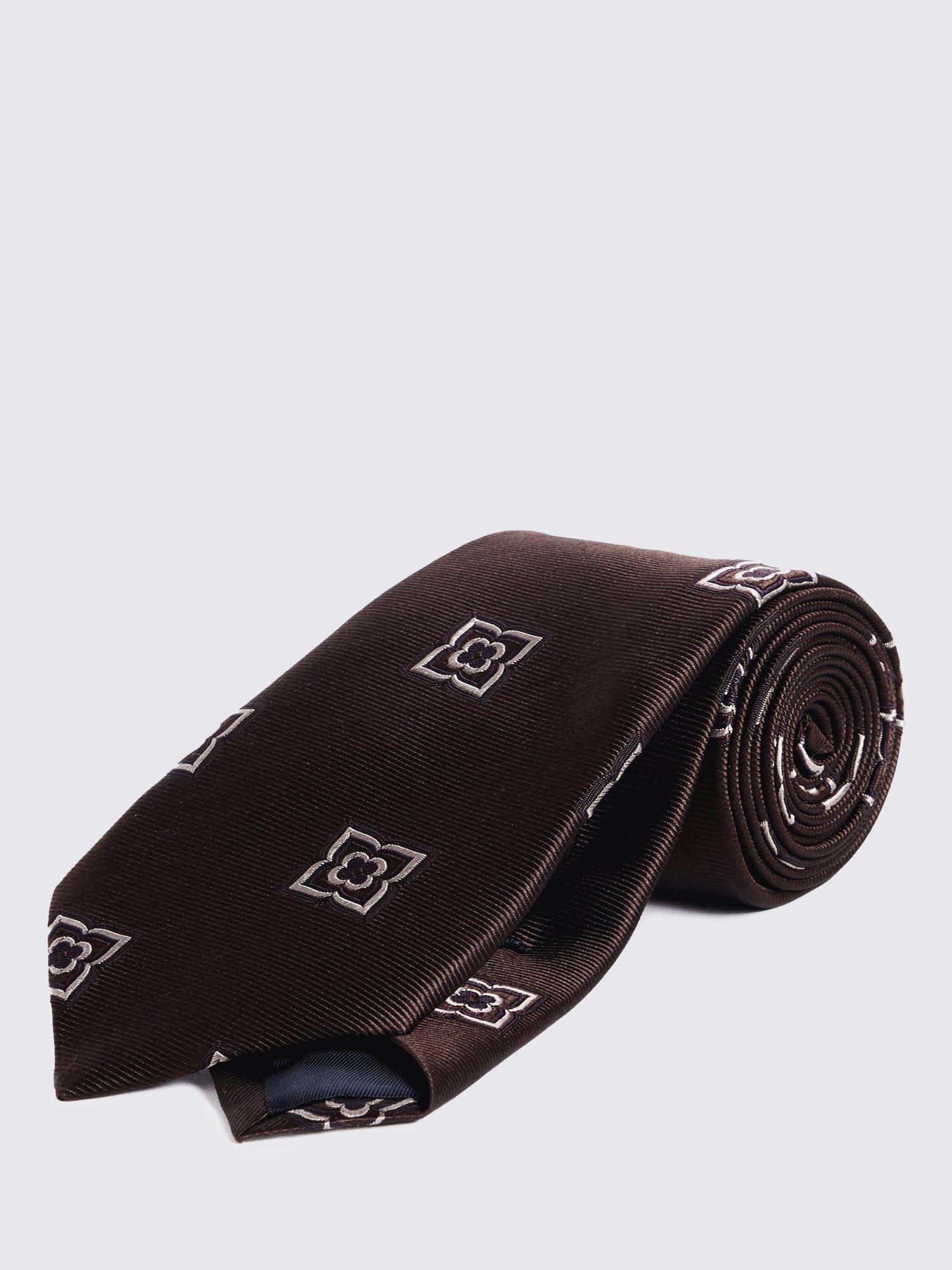Product image 1 of 2, which shows Moss Silk Medallion Tie, Brown, One Size