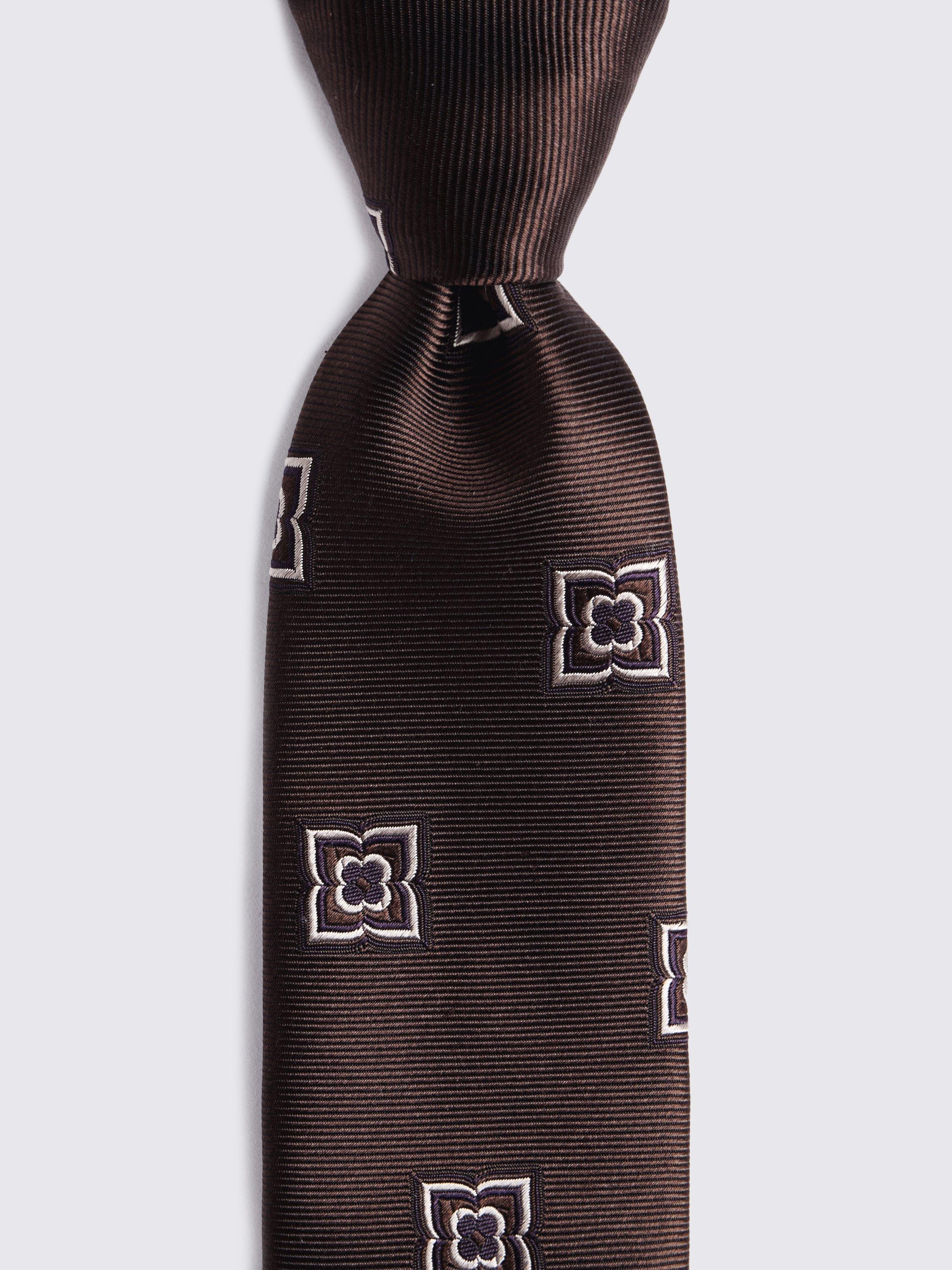 Product image 2 of 2, which shows Moss Silk Medallion Tie, Brown, One Size