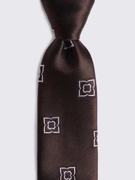Moss Italian Silk Medallion Tie, Dark Brown/Purple - view 2, Dark Brown/Purple