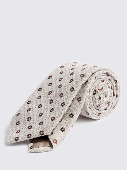 Moss Italian Silk Blend Medallion Tie, Neutral/Copper