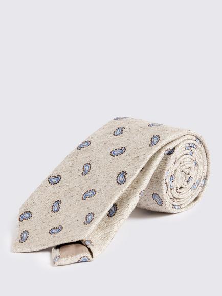 Moss Silk Paisley Tie, Beige/Light Blue, Beige/Light Blue