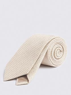 Moss Textured Woven Tie, Beige, Beige