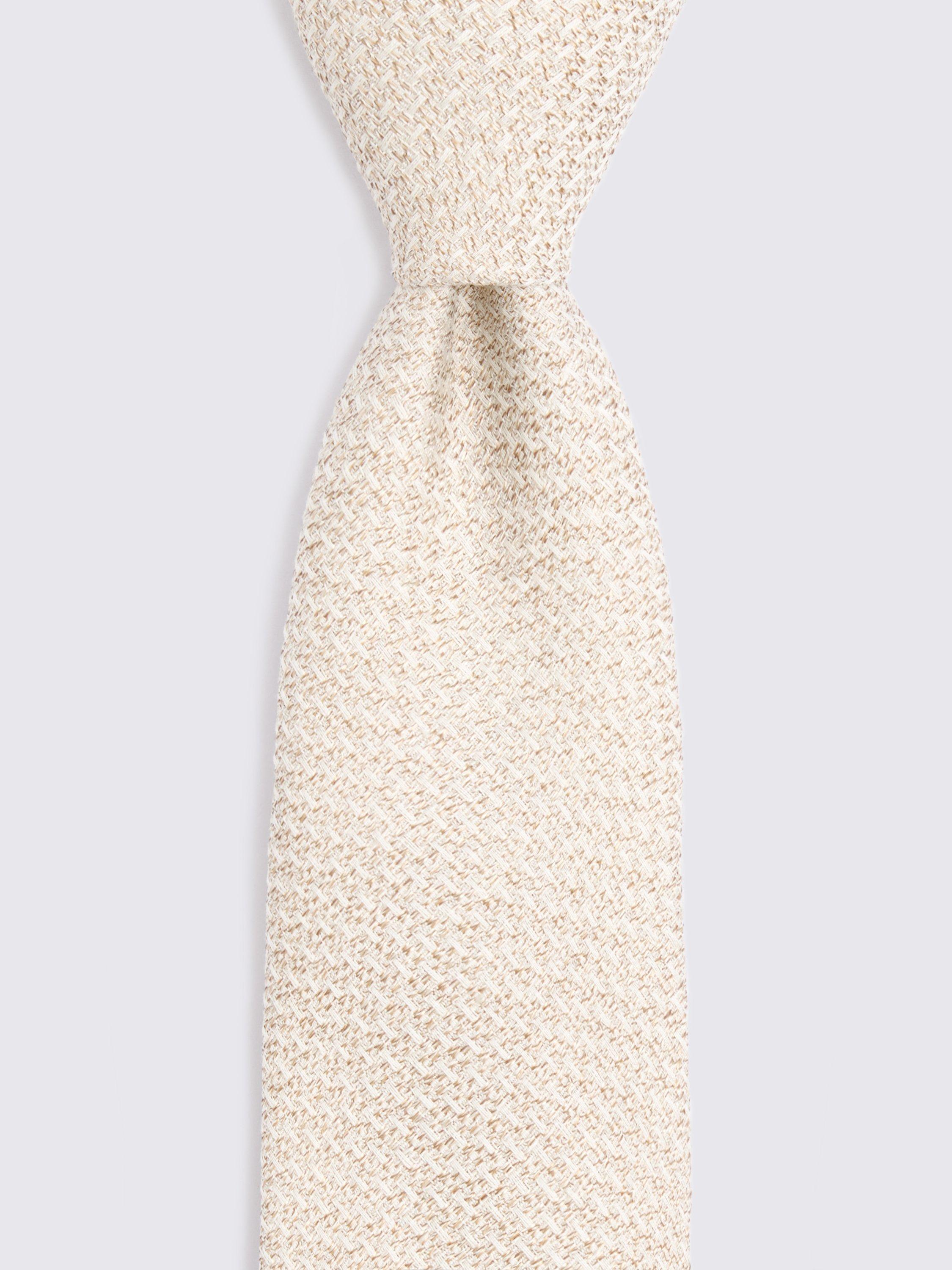 Product image 2 of 2, which shows Moss Textured Woven Tie, Beige, One Size
