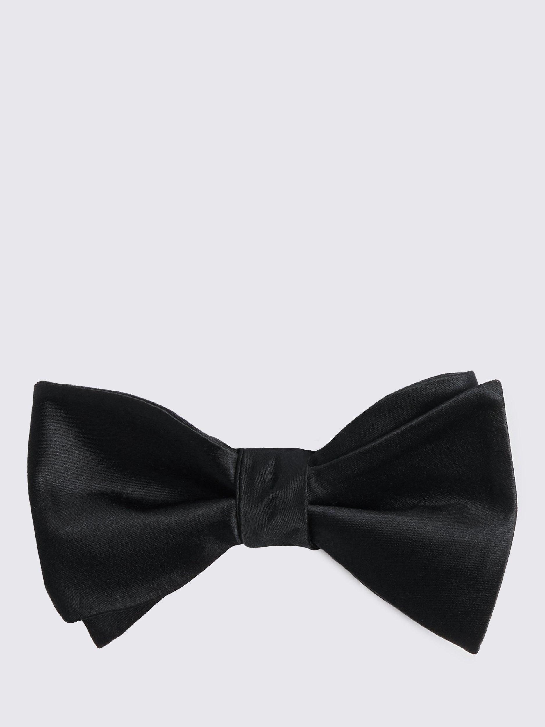 Product image 1 of 2, which shows Moss Self-Tie Silk Bow Tie, Black
