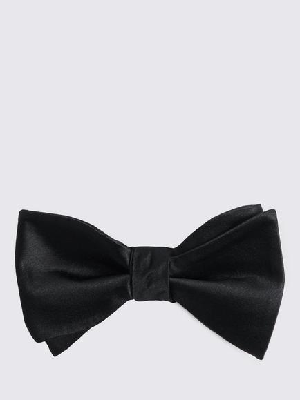 Moss Silk Self-Tie Bow Tie, Black, Black