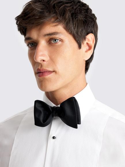 Moss Silk Self-Tie Bow Tie, Black - view 2, Black