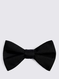 Moss Ready Tied Silk Bow Tie, Black, Black