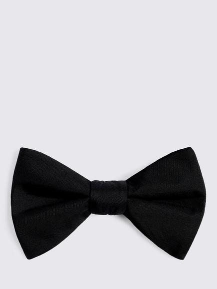 Moss Silk Bow Tie, Black, Black