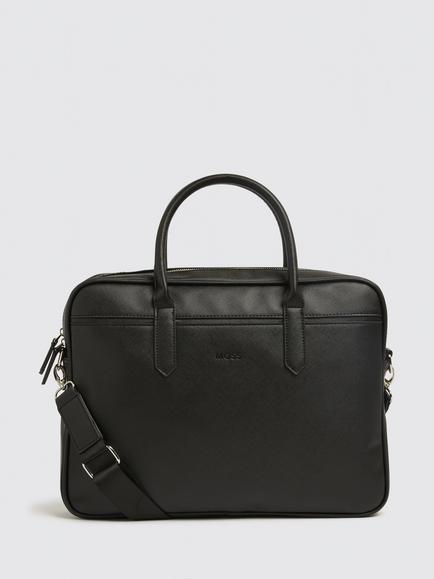 Moss Saffiano Effect Attaché Bag, Black, Black
