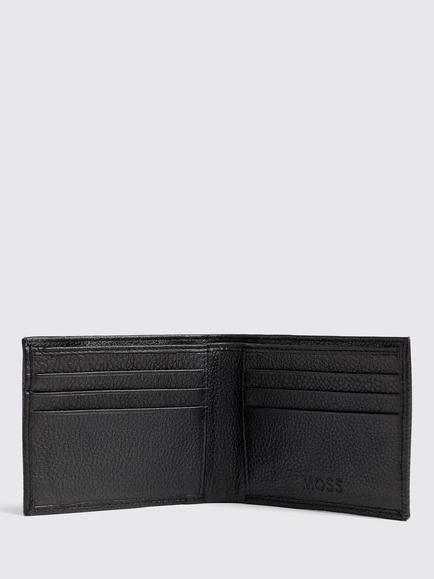 Moss Grained Leather Wallet, Black - view 2, Black