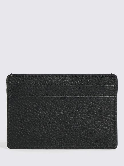 Moss Grained Leather Cardholder, Black - view 2, Black