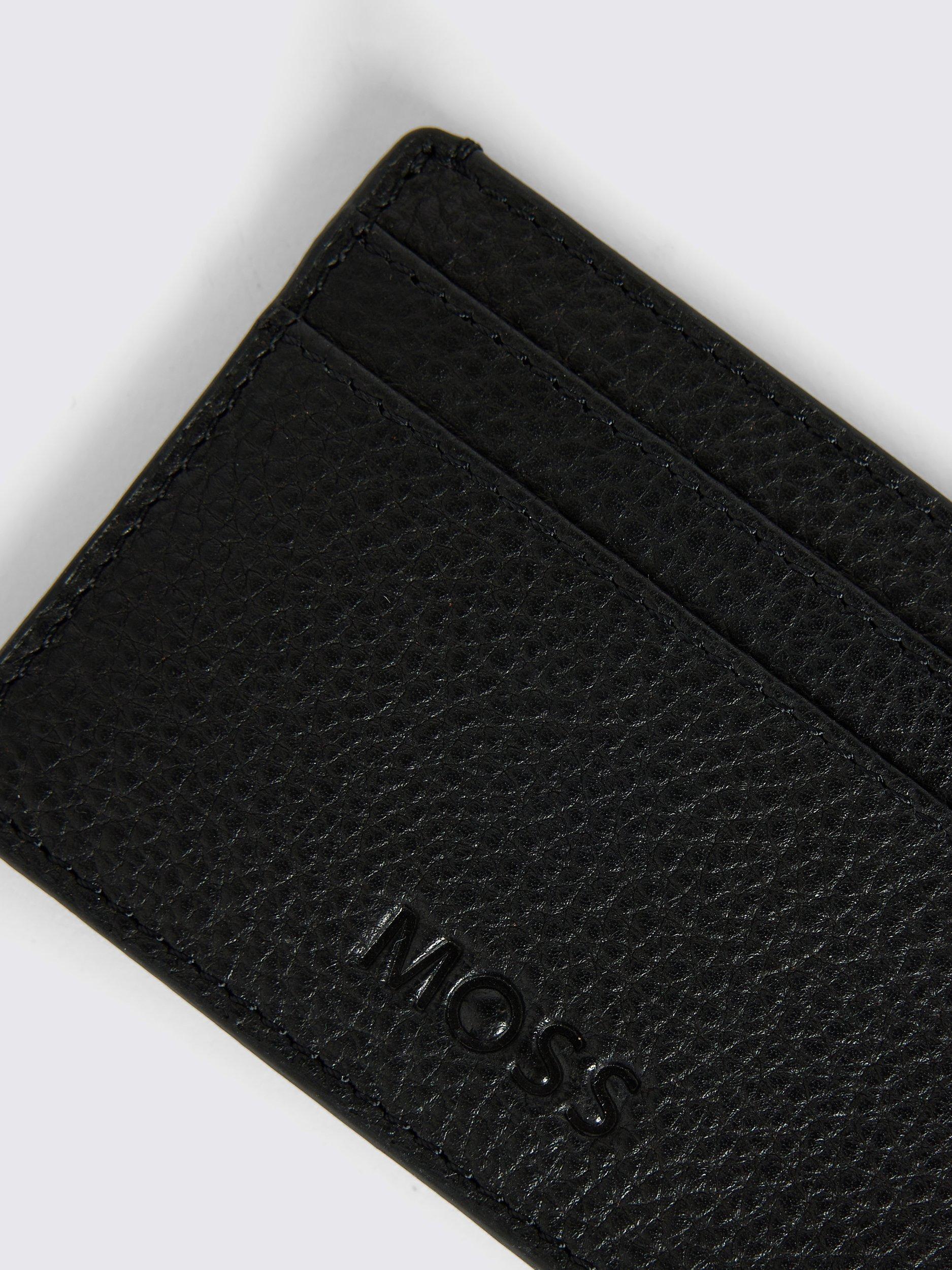 Product image 3 of 3, which shows Moss Leather Card Holder, Black, One Size