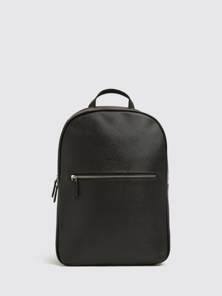 Moss Saffiano Effect Backpack, Black, Black