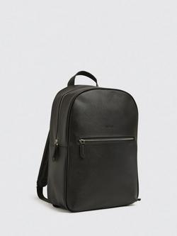 Moss Saffiano Effect Faux Leather Backpack, Black - view 2, Black