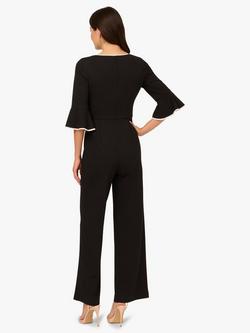 Adrianna Papell Ruffle Sleeve Wide Leg Jumpsuit, Black/Ivory - view 2, Black/Ivory
