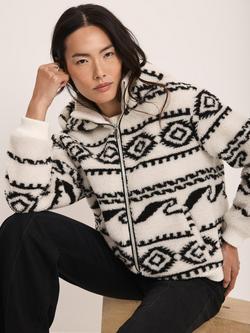 Mint Velvet Print Hooded Jacket, White Ivory