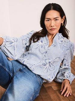 Mint Velvet Embroidered Floral Blouse - view 2, Blue/White