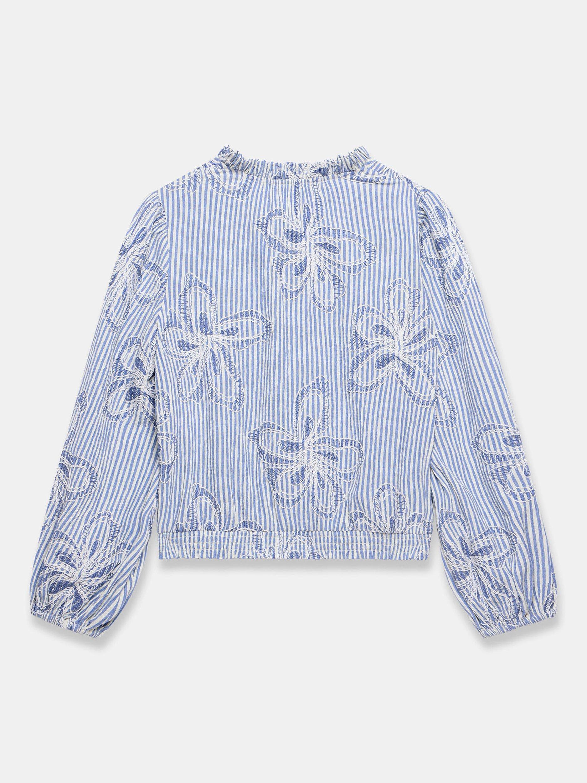 Product image 7 of 7, which shows Mint Velvet Embroidered Floral Blouse, Blue/White, XS
