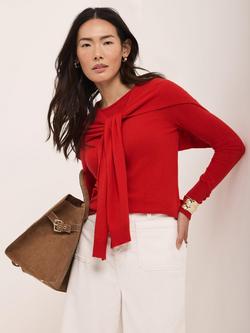 Mint Velvet Scarf Neck Detail Jumper, Red, Red