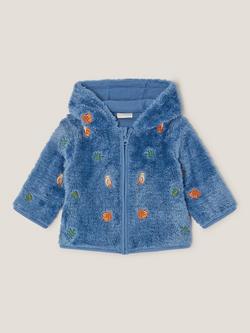 Monsoon Baby Woodland Fleece Hoodie, Blue, Blue