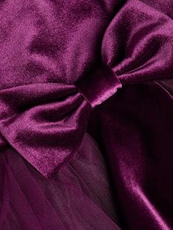 Monsoon Baby Sleeveless Velvet Bow Dress, Purple - view 2, Purple