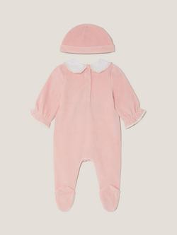 Monsoon Baby Felicity Fawn Velour Sleepsuit and Hat Set, Pink - view 2, Pink