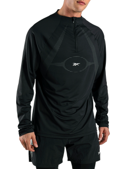 Reebok Athlete Flex Quarter Zip Sports Top, Black, Black
