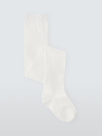 John Lewis Kids' Cotton Rich Tights, Pack of 3, White, White