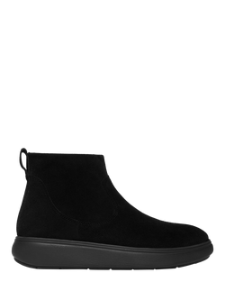 FitFlop IQ-COMFF Suede Zip Ankle Boots, All Black, All Black