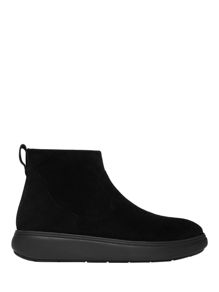 FitFlop IQ-COMFF Suede Zip Ankle Boots, All Black, All Black