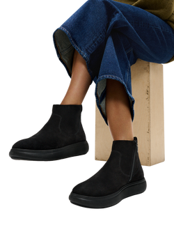 FitFlop IQ-COMFF Suede Zip Ankle Boots, All Black - view 2, All Black