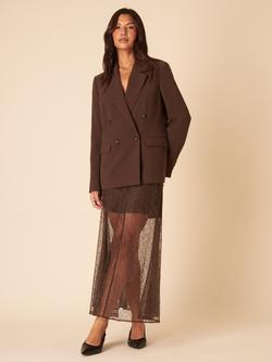 Nobody's Child Floral Lace Midaxi Skirt, Brown - view 2, Brown