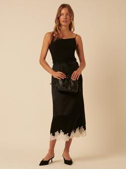 Nobody's Child Lace Trim Slip Skirt, Black/White - view 2, Black/White